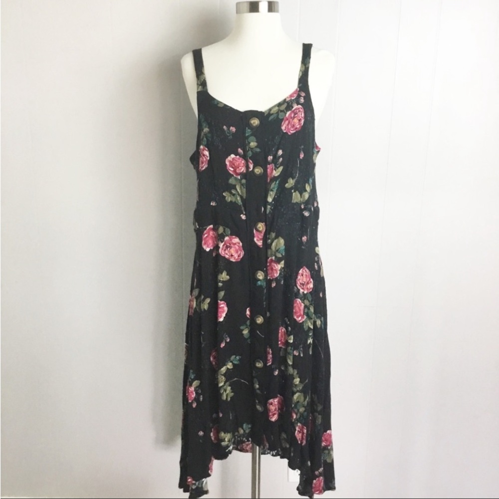 Nikki Erin Floral MIDI Dress Size L Roses Womens